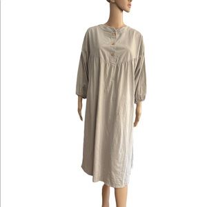 NWT Zara Oversized Gray Cotton button Blouse  size medium